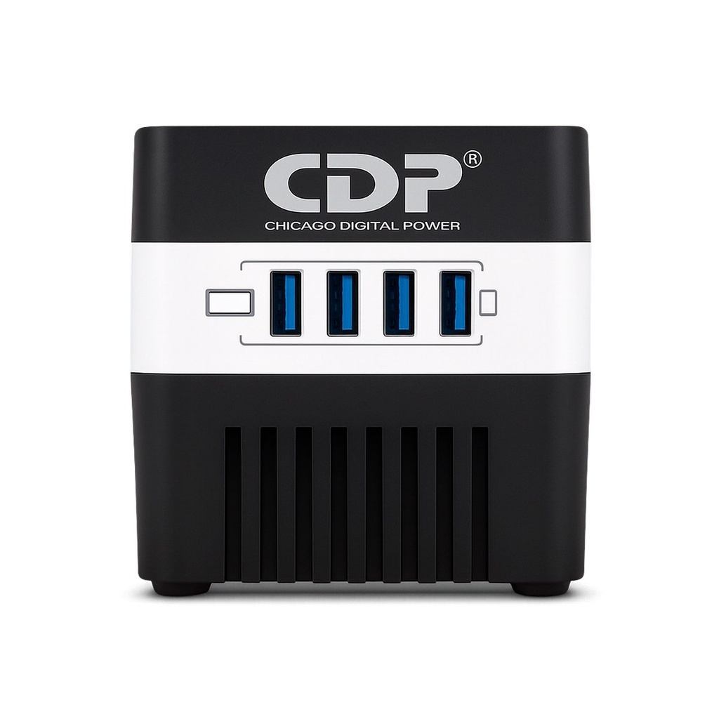 Estabilizador voltaje con supresor de picos 220Vac 600VA, 4 tomas 4 USB RU-AVR604I