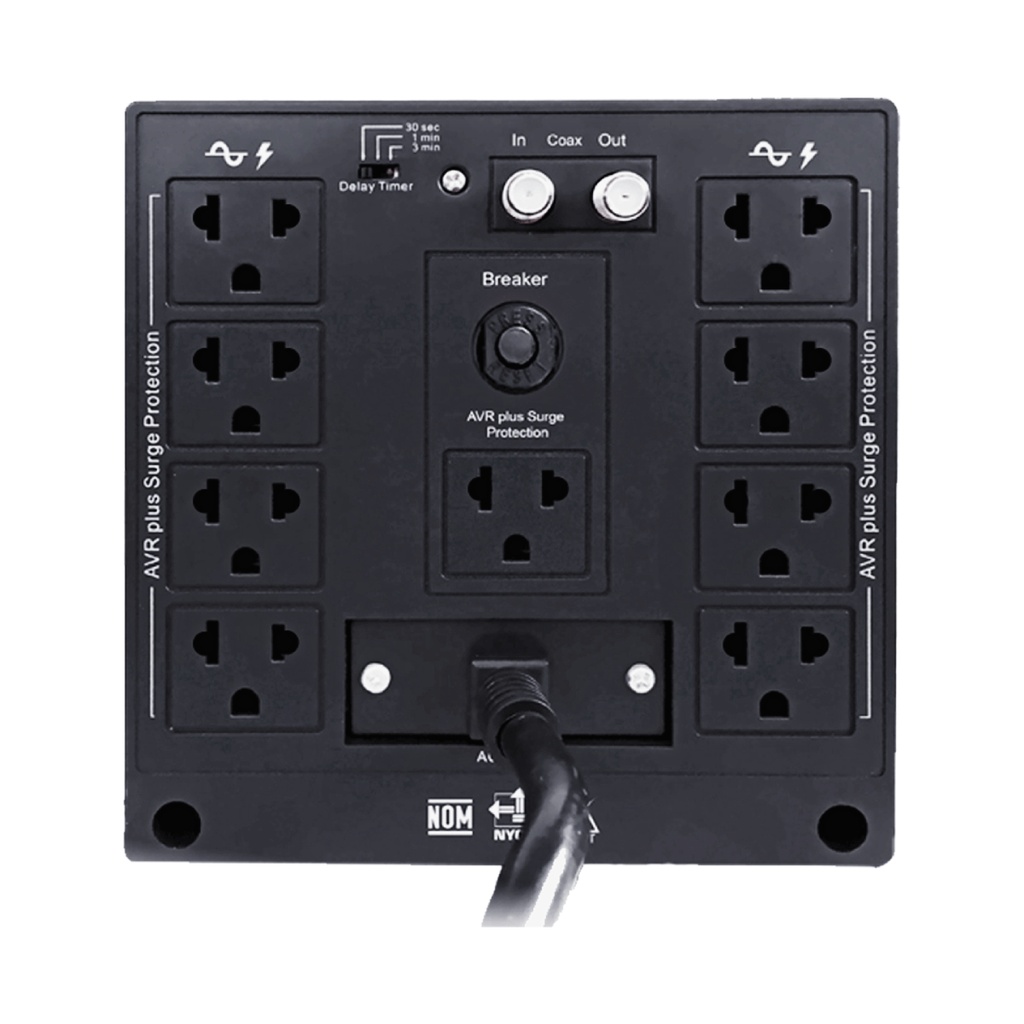 Estabilizador voltaje con supresor de picos 3000VA/2400W, 8 tomas R-AVR3008I