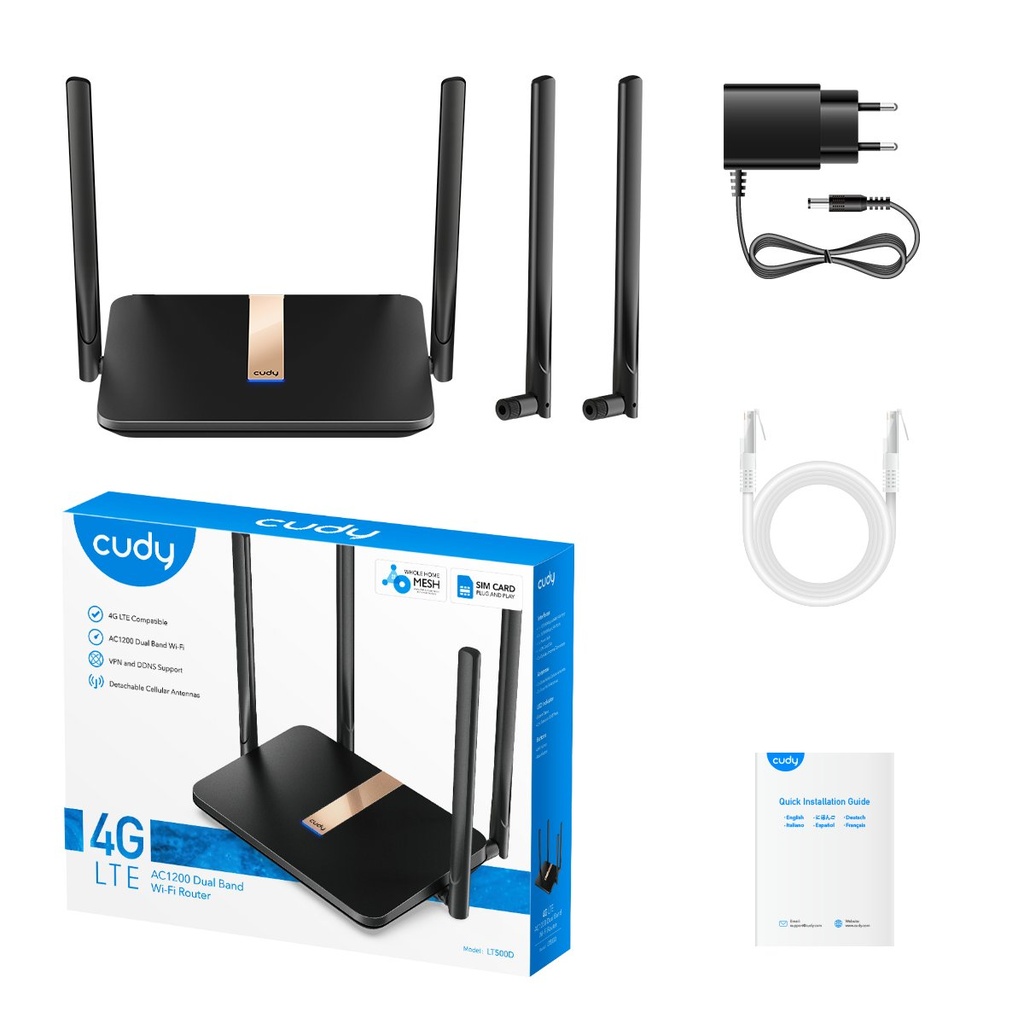 Router WIFI AC1200 Dual Band 4G LTE Cudy LT500D