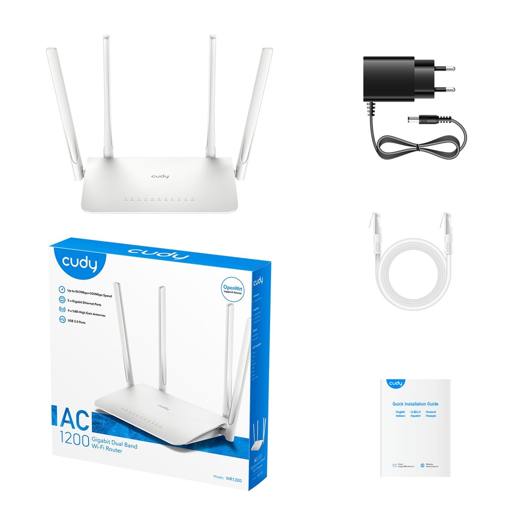 Router WIFI AC1200 Gigabit Dual Band Cudy WR1300